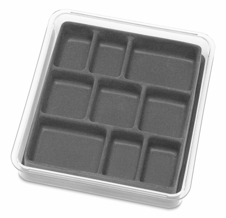 Picture of Whitmor 6483-4359-GREY 9 Section Clear & Grey Stacking Jewelry Tray&#44; 8 x 9 x 1.5 in.