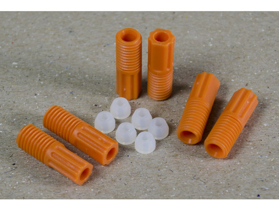 Justrite 28122 2.5 mm OD Hard Wall Tubing Compression Fittings with Ferrules for HPLC Poly Manifold, Orange - Pack of 6