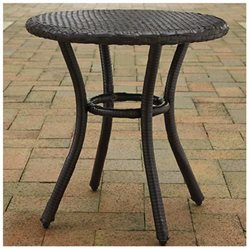 CO7217-BR Palm Harbor Outdoor Wicker Round Side Table- Brown -  Crosley