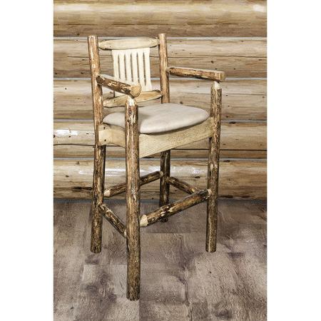 Picture of MontanaWoodworks MWGCBSWCASSADD Glacier Country Collection Captains Barstool with Upholstered Seat- Saddle Pattern - 44 x 24 x 18 in.