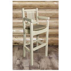 Picture of MontanaWoodworks MWHCBSWCASBUCK Homestead Collection Captains Barstool with Upholstered Seat- Buckskin Pattern - 44 x 24 x 18 in.