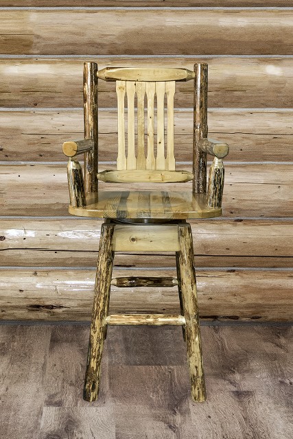 Picture of MontanaWoodworks MWGCBSWSCAS Glacier Country Collection Captains Barstool with Back & Swivel - 49 x 24 x 21 in.