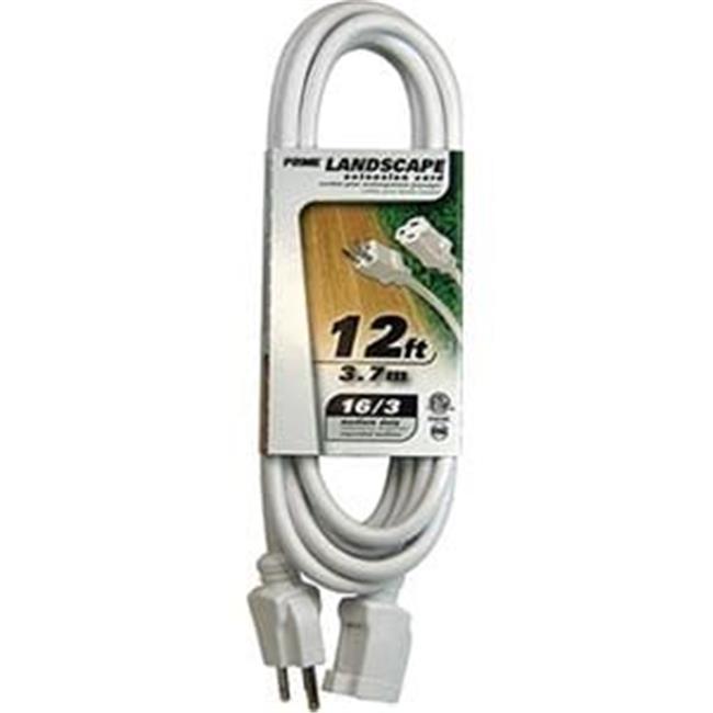 Prime EC883612 White Landscape Extension Cord- 12 ft.