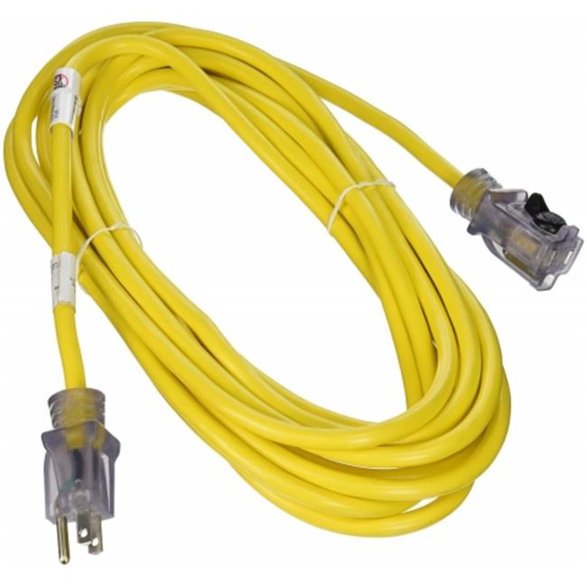 Prime ECPL511725 Yellow Outdoor Jobsite Locking Extension Cord- 25 ft.