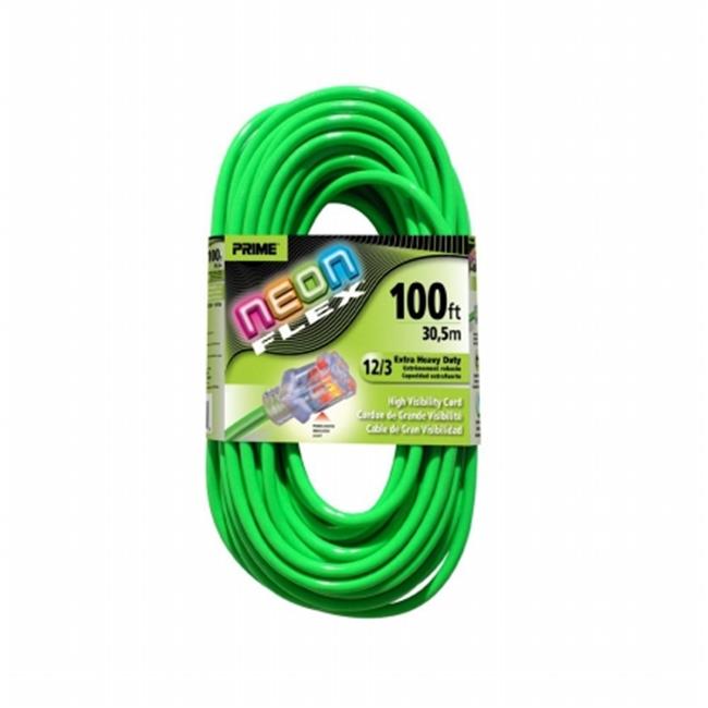 Prime NS512835 Neon Green Flex Extension Cord- 100 ft.