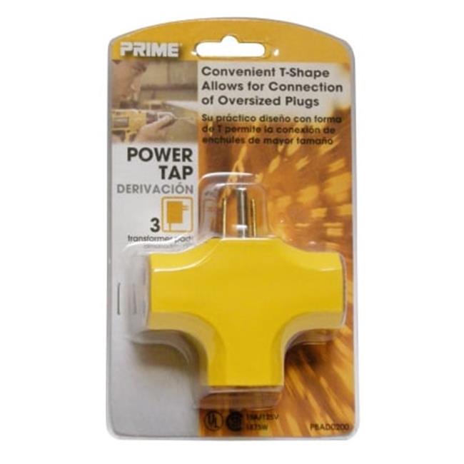 Prime PBAD0200 3 Outlet 90 Yellow Adapter