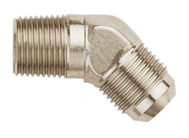 45 deg Steel AN NPT -6 x 0.37 Adapter