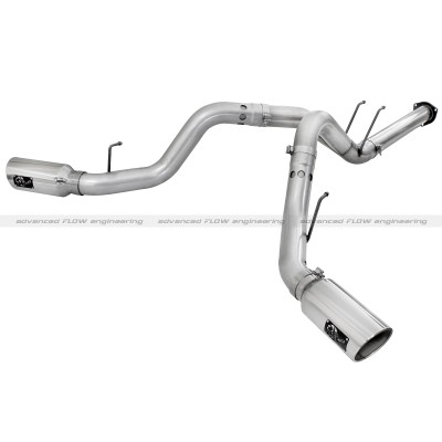 Afe Power 49-03065-P Atlas 4 in. DPF-Back Dual Side Exit Aluminized Steel Exhaust System with 6 in. Polished Tips for Ford Diesel Trucks 11-14 V8-6.7L