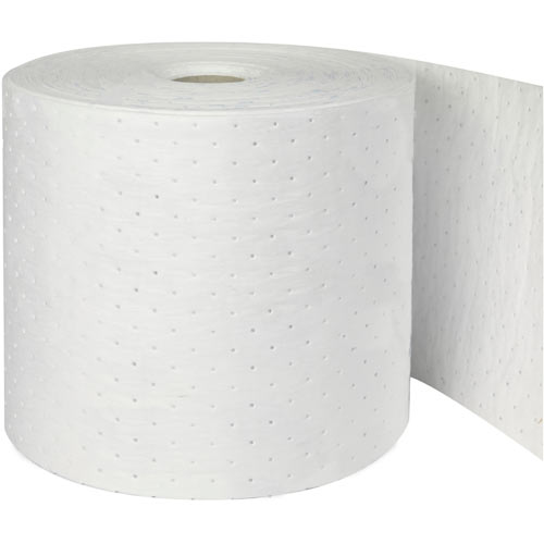 Sorbent Roll, 19 gal, 15 in x 150 ft, Oil, White, Polypropylene