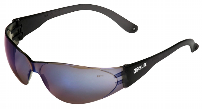 Checklite CL1 Frameless Safety Glasses, Polycarbonate Blue Mirror Lens, Duramass, Smoke