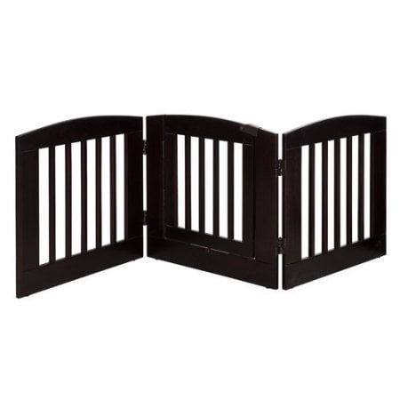 Picture of Ruffluv 392402 3 Panel Medium Expansion Pet Gate with Door&#44; Cappuccino - 24 x 72 x 0.75 in.