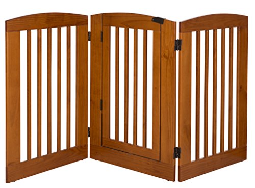 Picture of Ruffluv 393606 3 Panel Large Expansion Pet Gate with Door&#44; Chestnut - 36 x 72 x 0.75 in.