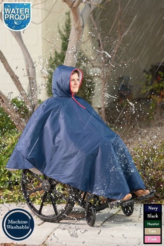 9660-0-BLK Wheelchair Rain Poncho- Black