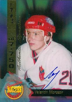 Picture of Autograph 114488 Russia&#44; Pittsburgh Penguins 1994 Signature Rookies No. 1994 Valentin Morozov Autographed Hockey Card