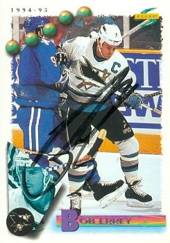 Picture of Autograph 114501 San Jose Sharks 1995 Score No. 87 Bob Errey Autographed Hockey Card