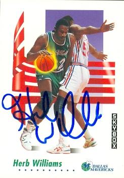Picture of Autograph 119351 Dallas Mavericks 1991 Skybox Hoops No. 66 Herb Williams Autographed Basketball Card