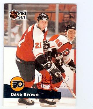 Picture of Autograph 118779 Philadelphia Flyers 1991 Pro Set No. 452 Ball Point Pen Dave Brown Autographed Hockey Card
