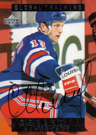 Picture of Autograph 118981 New York Rangers 1996 Upper Deck Global Training No. S209 Sergei Nemchinov Autographed Hockey Card