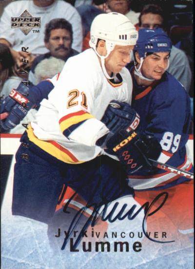 Picture of Autograph 118985 Vancouver Canucks 1996 Upper Deck Bap No. S2 Jyrki Lumme Autographed Hockey Card