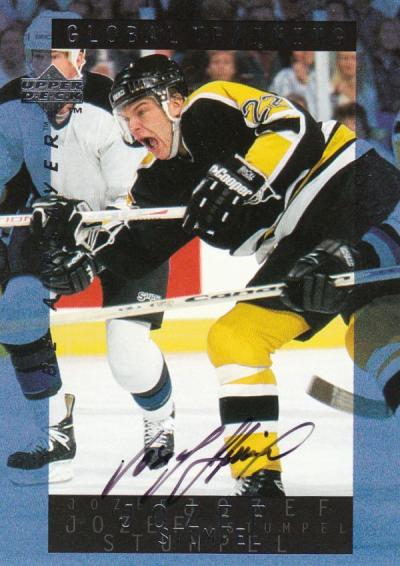 Picture of Autograph 118986 Boston Bruins 1996 Upper Deck Global Training No. S208 Jozef Stumpel Autographed Hockey Card