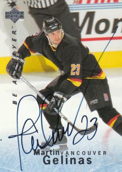 Picture of Autograph 118991 Vancouver Canucks 1996 Upper Deck Bap No. S149 Martin Gerlinas Autographed Hockey Card