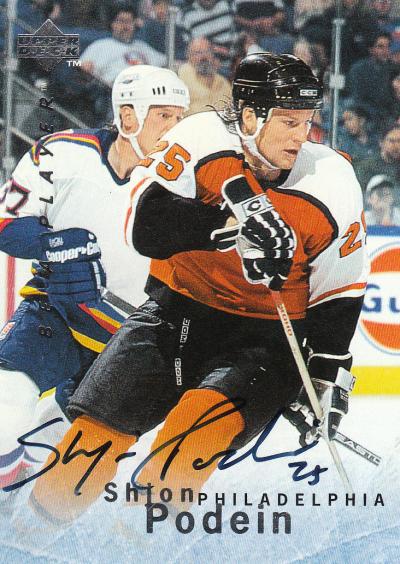 Picture of Autograph 118995 Philadelphia Flyers 1996 Upper Deck Bap No. S77 Shion Podein Autographed Hockey Card