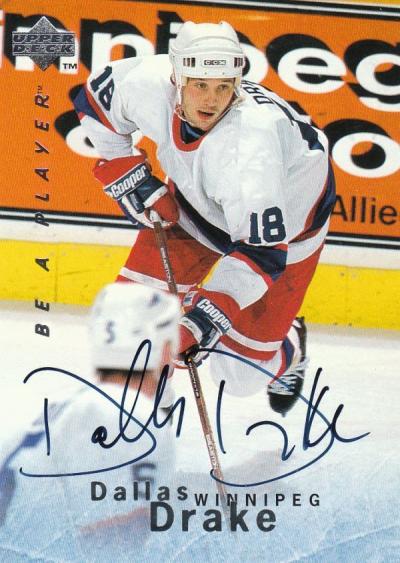 Picture of Autograph 118999 Winnipeg Jets 1996 Upper Deck Bap No. S83 Dallas Drake Autographed Hockey Card