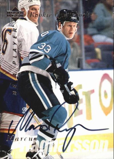 Picture of Autograph 119015 San Jose Sharks 1996 Upper Deck Rookie Quotebook No. S164 Marcus Ragnarsson Autographed Hockey Card