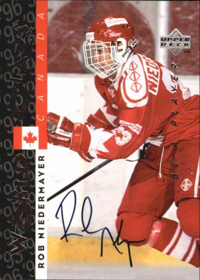 Picture of Autograph 119019 Team Canada 1996 Upper Deck World Class No. S184 Rob Niedermayer Autographed Hockey Card