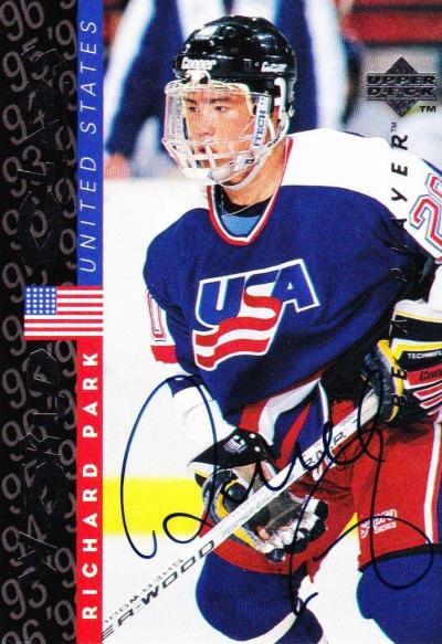 Picture of Autograph 119020 Team USA 1996 Upper Deck World Class No. S185 Richard Park Autographed Hockey Card