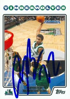 Picture of Autograph 119265 Minnesota Timberwolves 2008 Topps No. 129 Rookie Season Corey Brewer Autographed Basketball Card