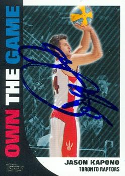 Picture of Autograph 119295 Toronto Raptors 2008 Topps Own The Game No. Otg5 Jason Kapono Autographed Basketball Card