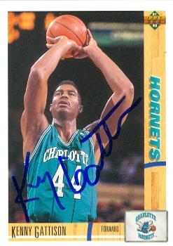 Picture of Autograph 119298 Charlotte Hornets 1992 Upper Deck No. 329 Kenny Gattison Autographed Basketball Card