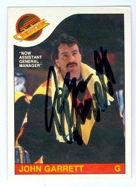 Picture of Autograph 122008 Vancouver Canucks 1985 O Pee Chee No. 220 John Garrett Autographed Hockey Card