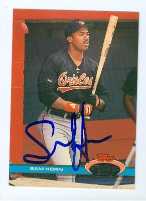 119746 Baltimore Orioles 1991 Topps Stadium Club No. 316 Sam Horn ed Baseball Card -  Autograph