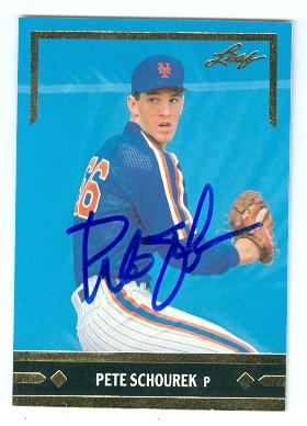 120317 New York Mets 1991 Leaf No. Bc15 Gold Pete Schourek ed Baseball Card -  Autograph