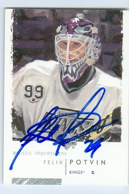 Picture of Autograph 120535 Los Angeles Kings 2003 Upper Deck Impressions No. 43 Felix Potvin Autographed Hockey Card