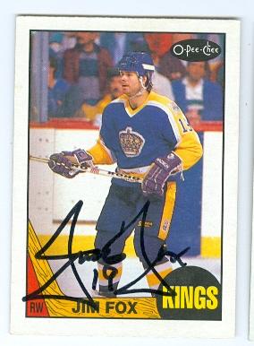 Picture of Autograph 122001 Los Angeles Kings 1987 O Pee Chee No. 75 Jim Fox Autographed Hockey Card