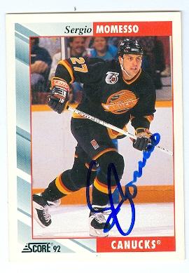Picture of Autograph 122004 Vancouver Canucks 1992 Score No. 79 Sergio Momesso Autographed Hockey Card
