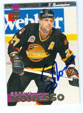 Picture of Autograph 122005 Vancouver Canucks 1994 Topps Stadium Club No. 65 Sergio Momesso Autographed Hockey Card