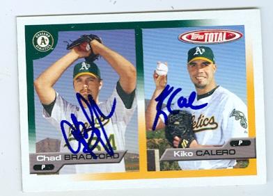 121191 Oakland Athletics 2005 Topps Total No. 600 Chad Bradford & Kiko Calero ed Baseball Card -  Autograph