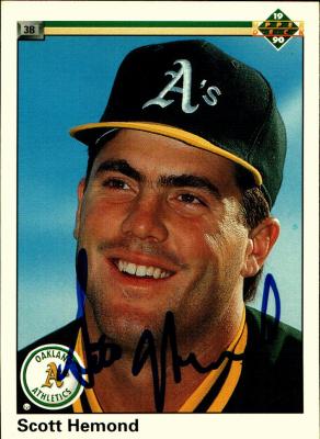 Oakland Athletics 1990 Upper Deck No. 727 Scott Hemond ed Baseball Card - White