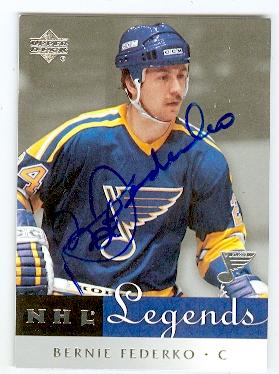 Picture of Autograph 121950 St Louis Blues 2001 Upper Deck Legends No. 57 Bernie Federko Autographed Hockey Card