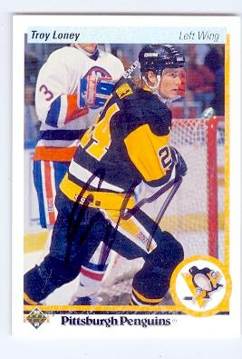 Picture of Autograph 121962 Pittsburgh Penguins 1990 Upper Deck No. 367 Troy Loney Autographed Hockey Card