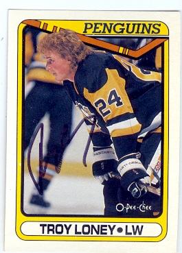 Picture of Autograph 121964 Pittsburgh Penguins 1990 O Pee Chee No. 347 Troy Loney Autographed Hockey Card