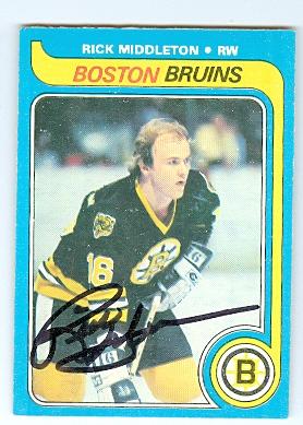 Picture of Autograph 121993 Boston Bruins 1979 O Pee Chee No. 10 Rick Middleton Autographed Hockey Card