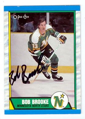 Picture of Autograph 122019 Minnesota North Stars 1989 O Pee Chee No. 215 Bob Brooke Autographed Hockey Card