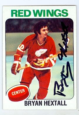 Picture of Autograph 122038 Detroit Red Wings 1975 Topps No. 26 Bryan Hextall Autographed Hockey Card
