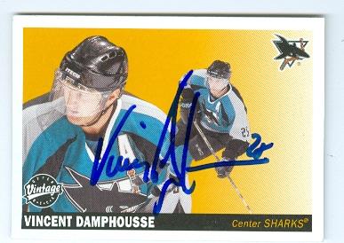 Picture of Autograph 122039 San Jose Sharks 2002 Upper Deck Vintage No. 208 Vincent Damphousse Autographed Hockey Card