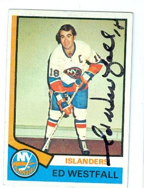 Picture of Autograph 122059 New York Islanders 1974 Topps No. 32 Ed Westfall Autographed Hockey Card
